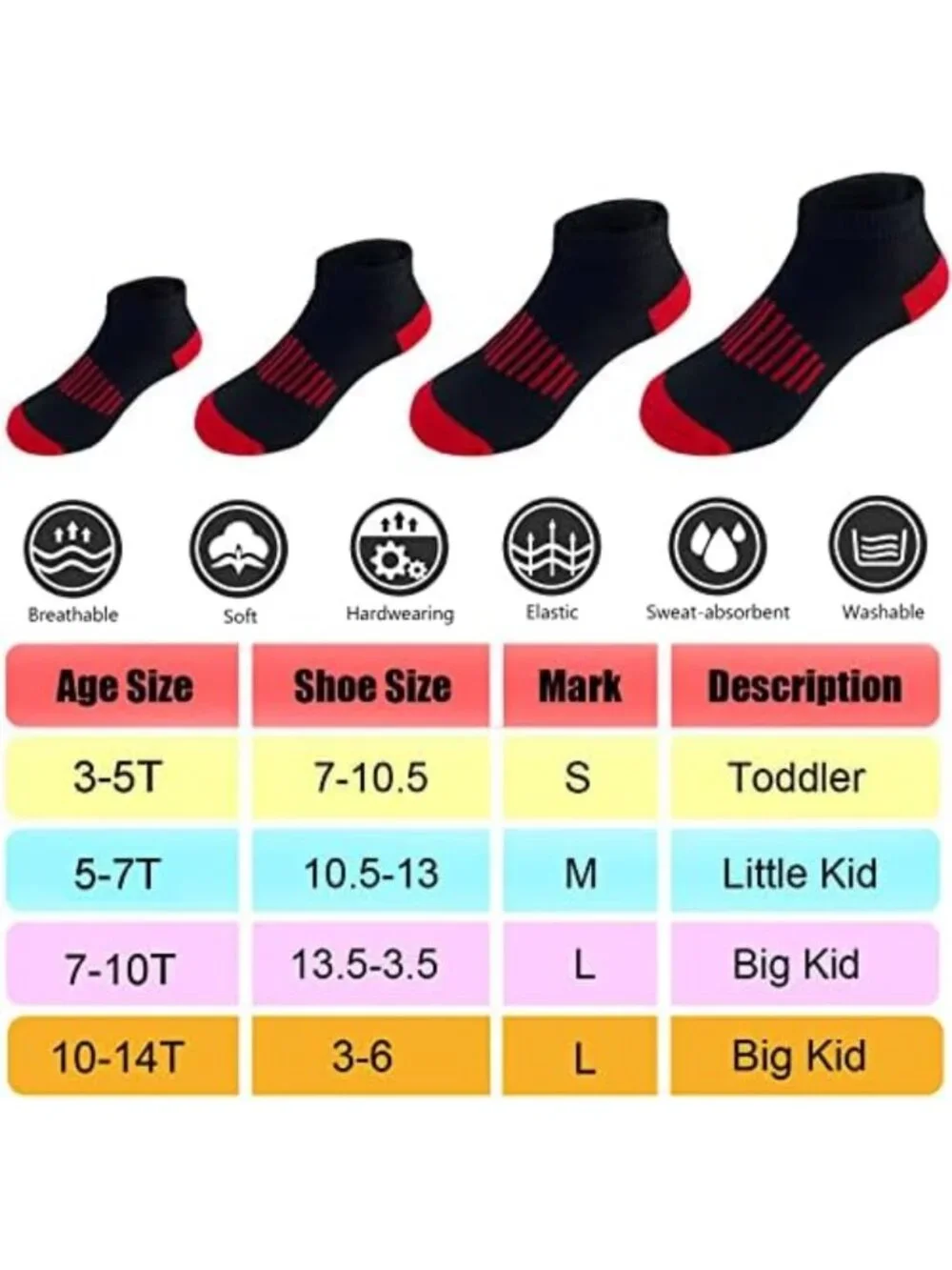 24 Pairs Ankle Athletic Socks - Cotton, Half Cushioned, Low Cut, Comfortable Fit